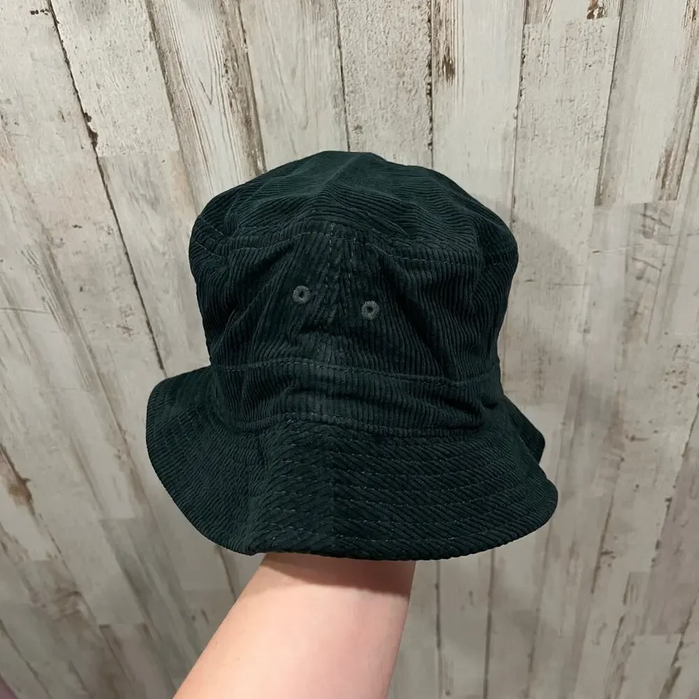 J Crew Unisex Dark Green Garment-Dyed Corduroy Bucket Hat BE128 Size S/M NIB